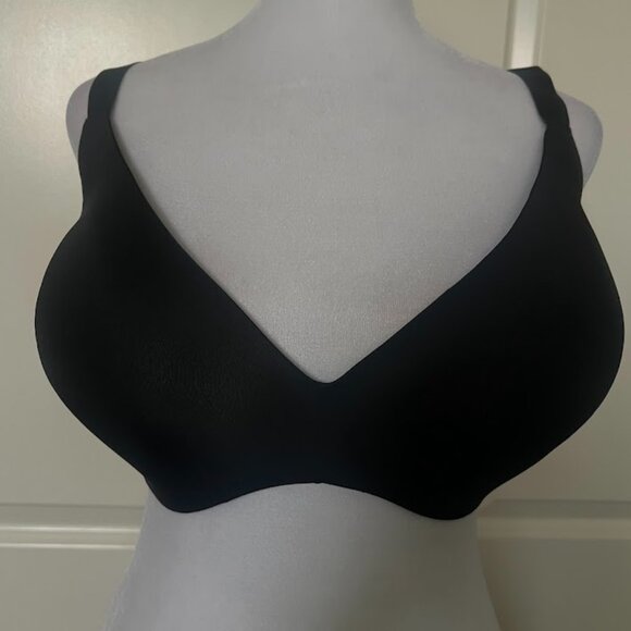 SKIMS Black Wireless Lined T-shirt Adjustable Straps Demi Bra Size 36H - Picture 1 of 7